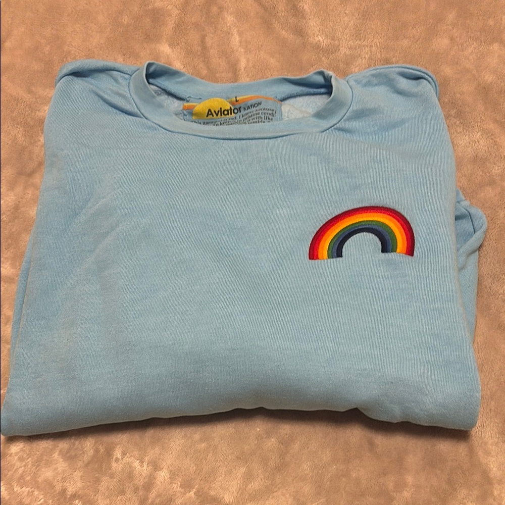 Aviator Nation Blue Rainbow Crewneck Sweatshirt